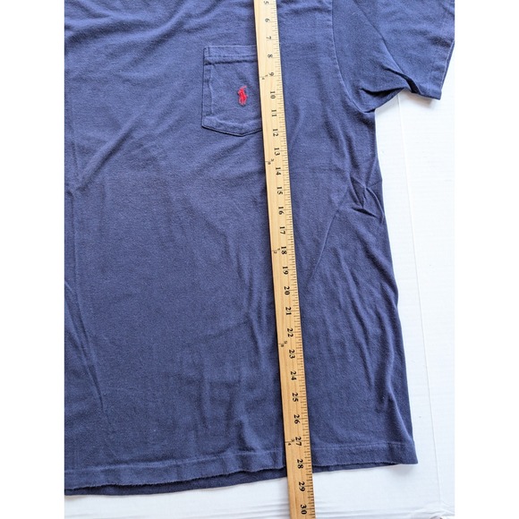 Vintage Polo Ralph Lauren Shirt Medium Blue Pocket Short Sleeve T-Shirt USA Made - Picture 5 of 6
